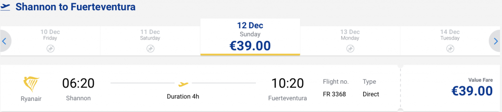 cheap flights to Fuerteventura