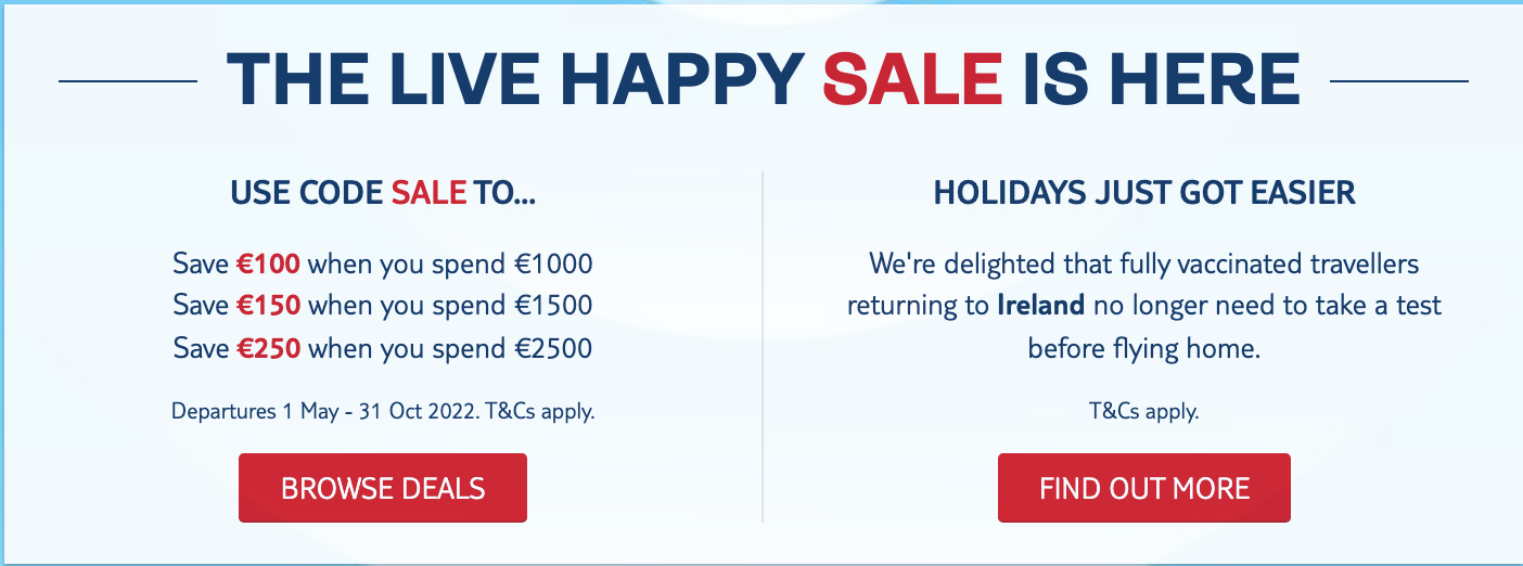 TUI Summer 2022 Deals! SAVE UP TO €250 PER BOOKING with a promo code